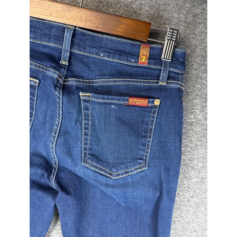 7 For All Mankind Blair Cropped‎ Boot Jeans Dark Wash Frayed Hem Women's Size 28 - Picture 12 of 13